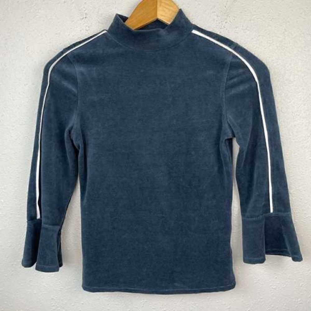 Men's Navy Mock Neck Sweater with Stripe Detail